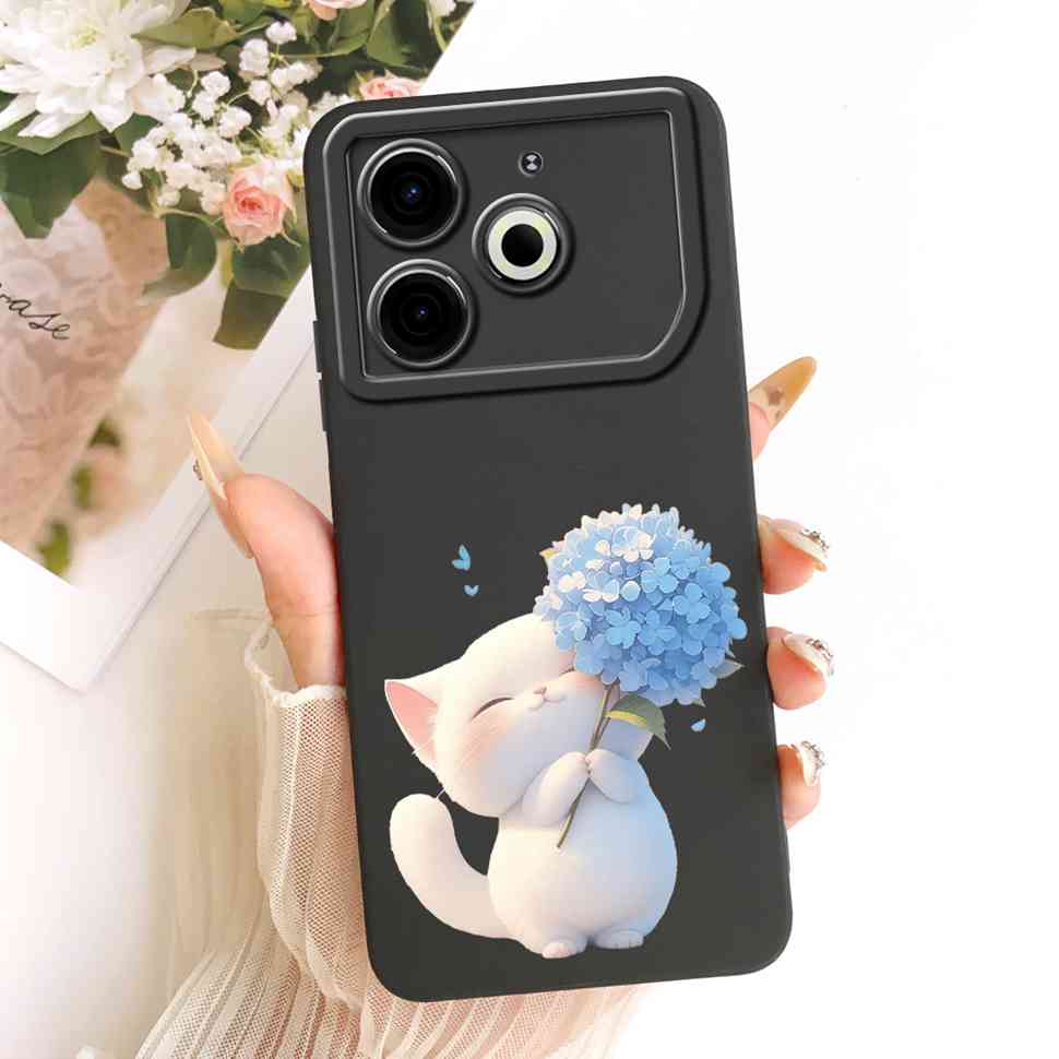 For Tecno Pova 6 Neo Case Pink Cherry Cartoon Silicone Phone Casing Tecno Pova6 Neo 6Neo LI6 Case Protection Back Cover