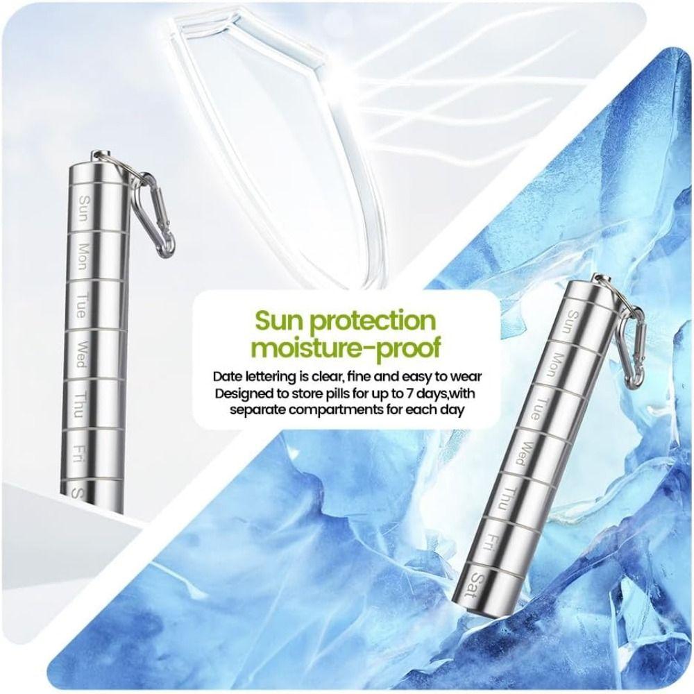 Aluminium Zinc Zinc Alloy Weekly Pill Box Compact Mini Metal Pill Container Medicine Organizer Camping