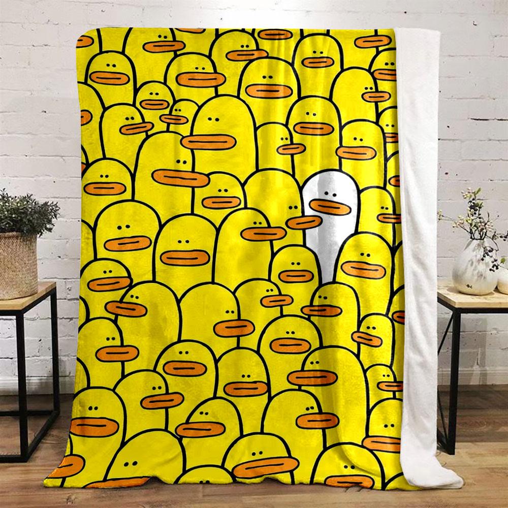 White Duck Yellow Ducks Print Blanket bedroom Blanket for Livingroom Couch lunch break Soft throw for Friend's festival Gift