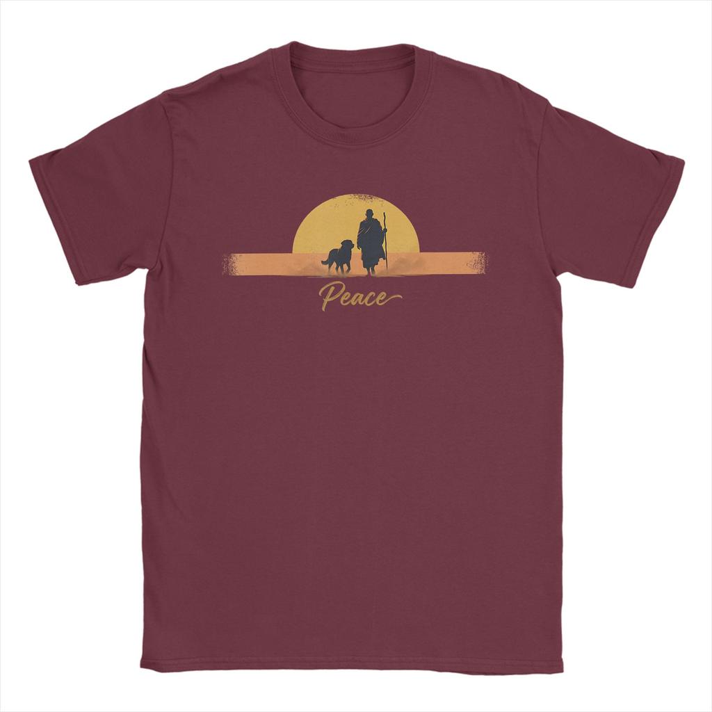Streetwear T Shirt Summer Peace Minimalist Zen Art Walk For Peace Monks With Aloka Dog  Trendy TShirts  100 Cotton Tee Shirt