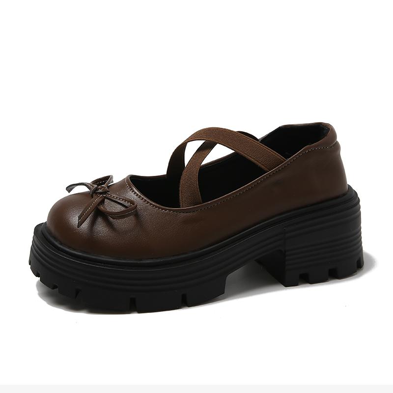 Silver High Heels Platform Pumps Women 2024 Autumn Bowtie Crossed Straps Mary Jane Shoes Woman Pu Leather Thick Heeled Jk Shoes