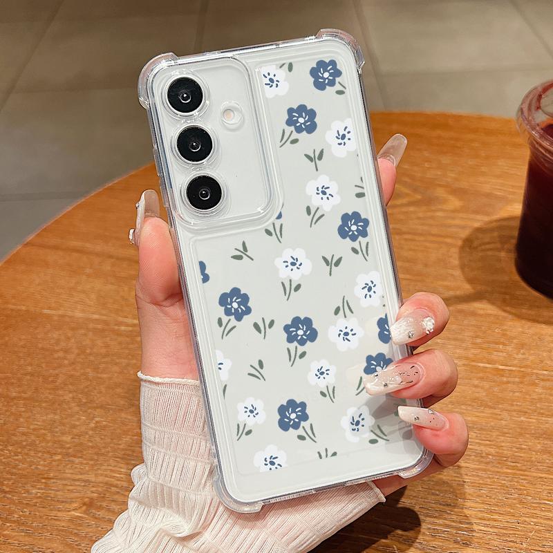 Flowers Case For Samsung Galaxy S25 Edge S24 S25 S23 Ultra S22 Plus S24 FE A56 A16 A55 A54 A15 Shockproof Clear TPU Phone Cover