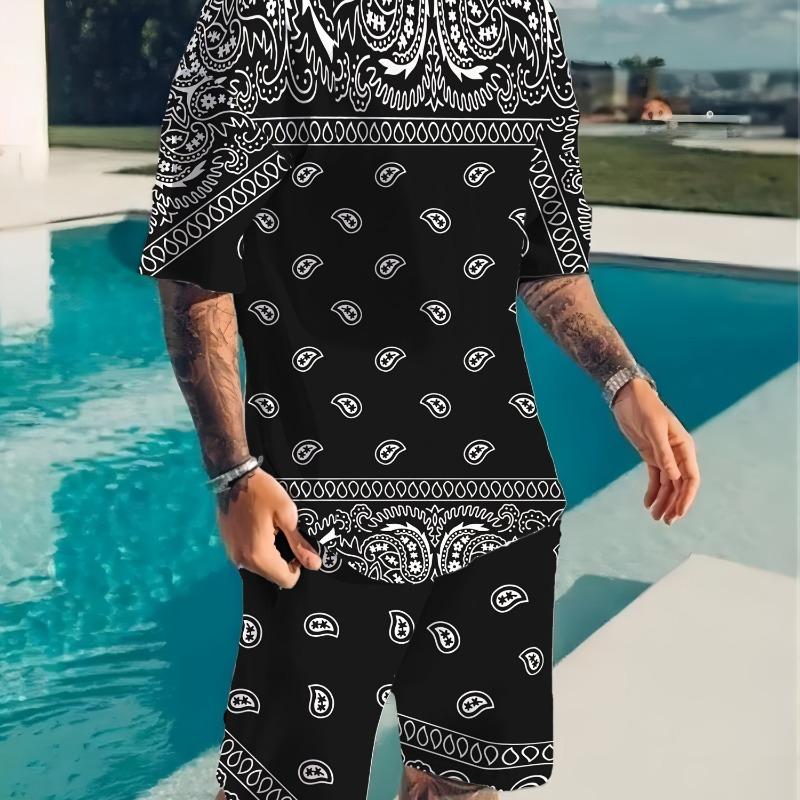 

3D Printed Red T-shirt Set with 2 Short Sleeved Pants XL