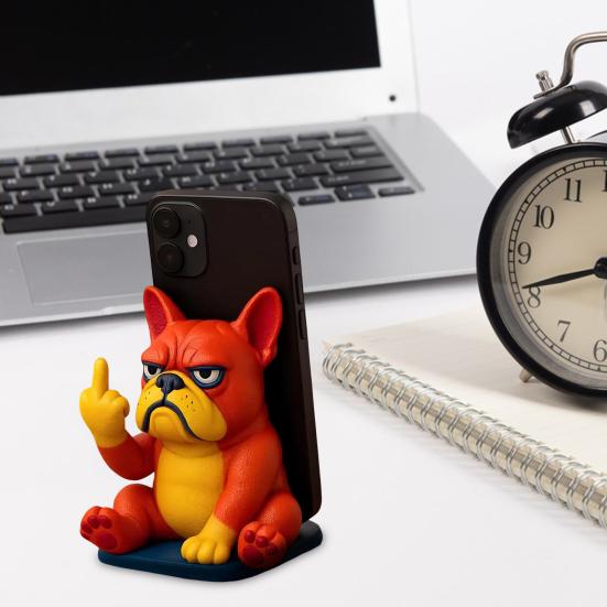 Yousheng Funny Bulldog Phone Holder Sassy Middle Finger Bulldog Phone Stand Cartoon Dog Cell Phone Stand for Desk All Smartphones