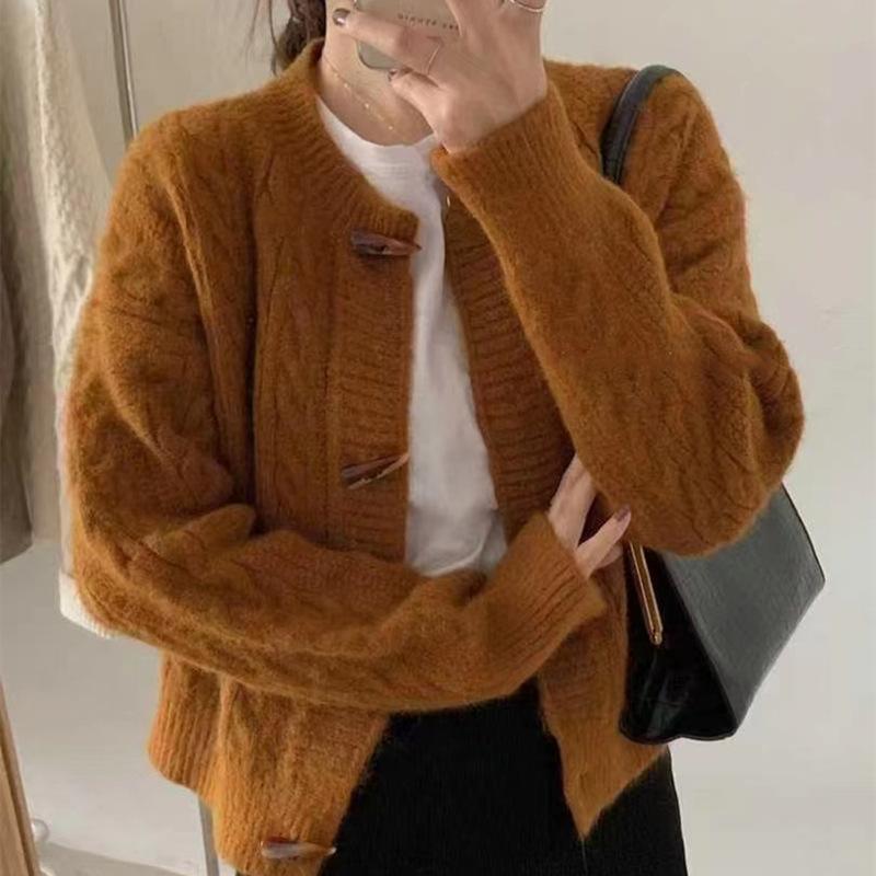 Pulls à manches longues et col rond pour femmes, mode décontractée, automne hiver, couleur unie, imprimé