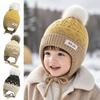 Double Lined Liner Baby Knit Cap Pom Pom Decor Toddler Winter Hat Ear Flap Hat Outdoor