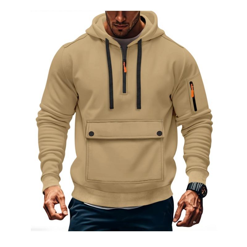 Men S Casual Hooded Sweatshirt Long Sleeve Pullover With Zipper Pocket