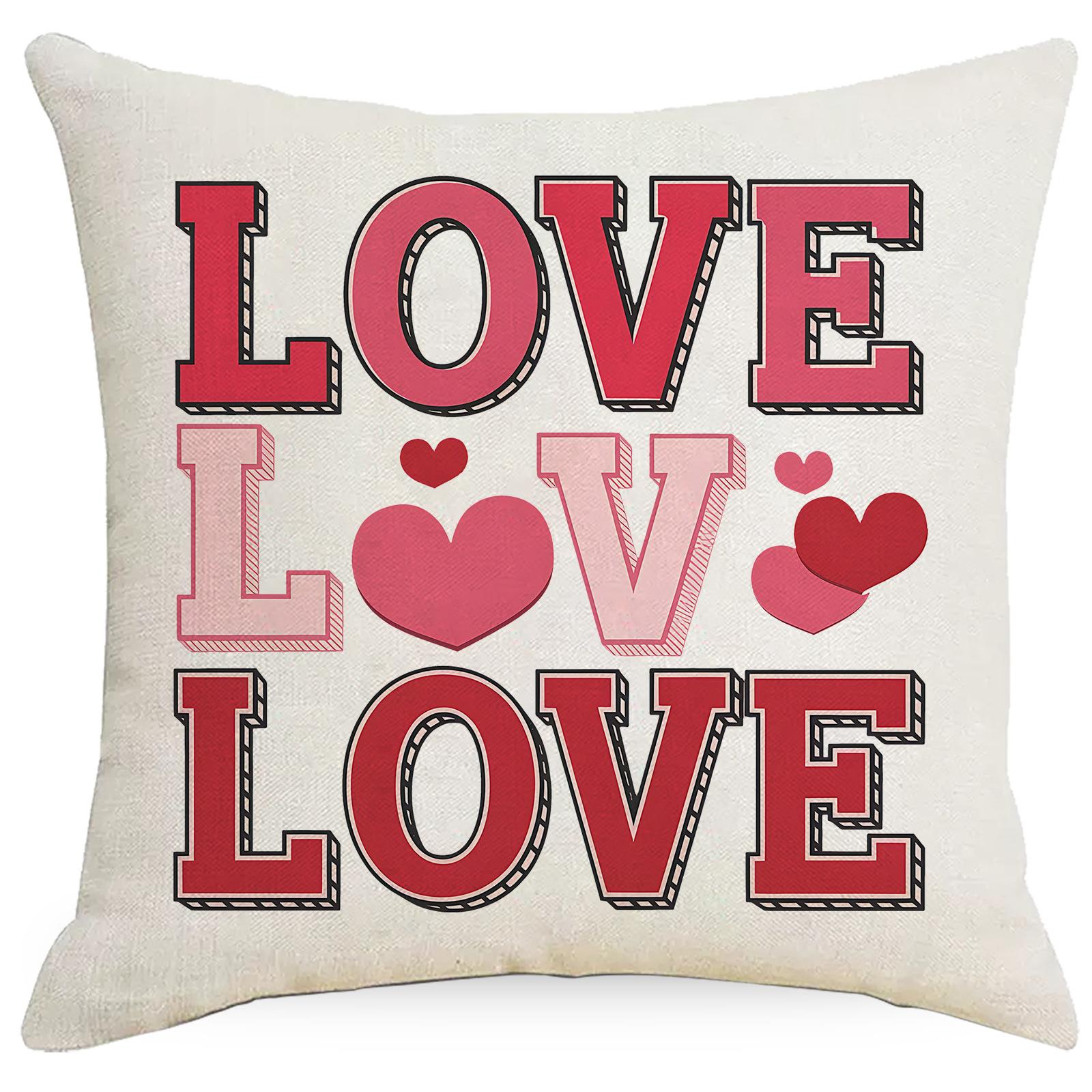 

Red Love Letters Valentine S Day Pillow Cover Linen Home Sofa Cushion Pillow Cover Premium Durable Quality Useful 45 * 45Cm