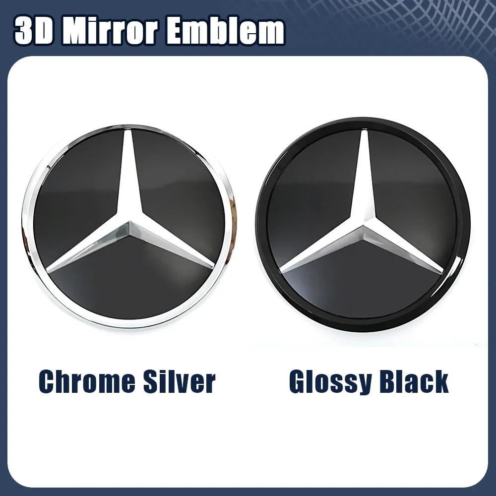 Black Border And Silver Border 3D Mirror Front Grille Emblem Logo For Mercedes Benz GLC X253 GLE W166 C292 GLS X166 16-19 Badge