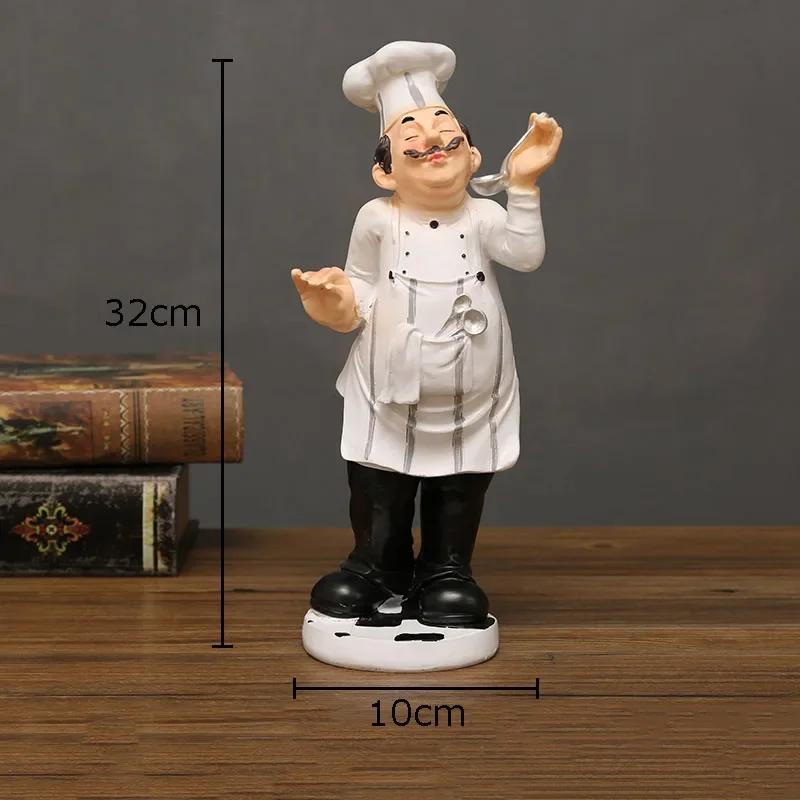 Chefes Barbudos Figuras Creativas Estatua Decoración de Escritorio Personaje Chef Profesional Escultura de Resina Adornos Decoración Moderna para el Hogar