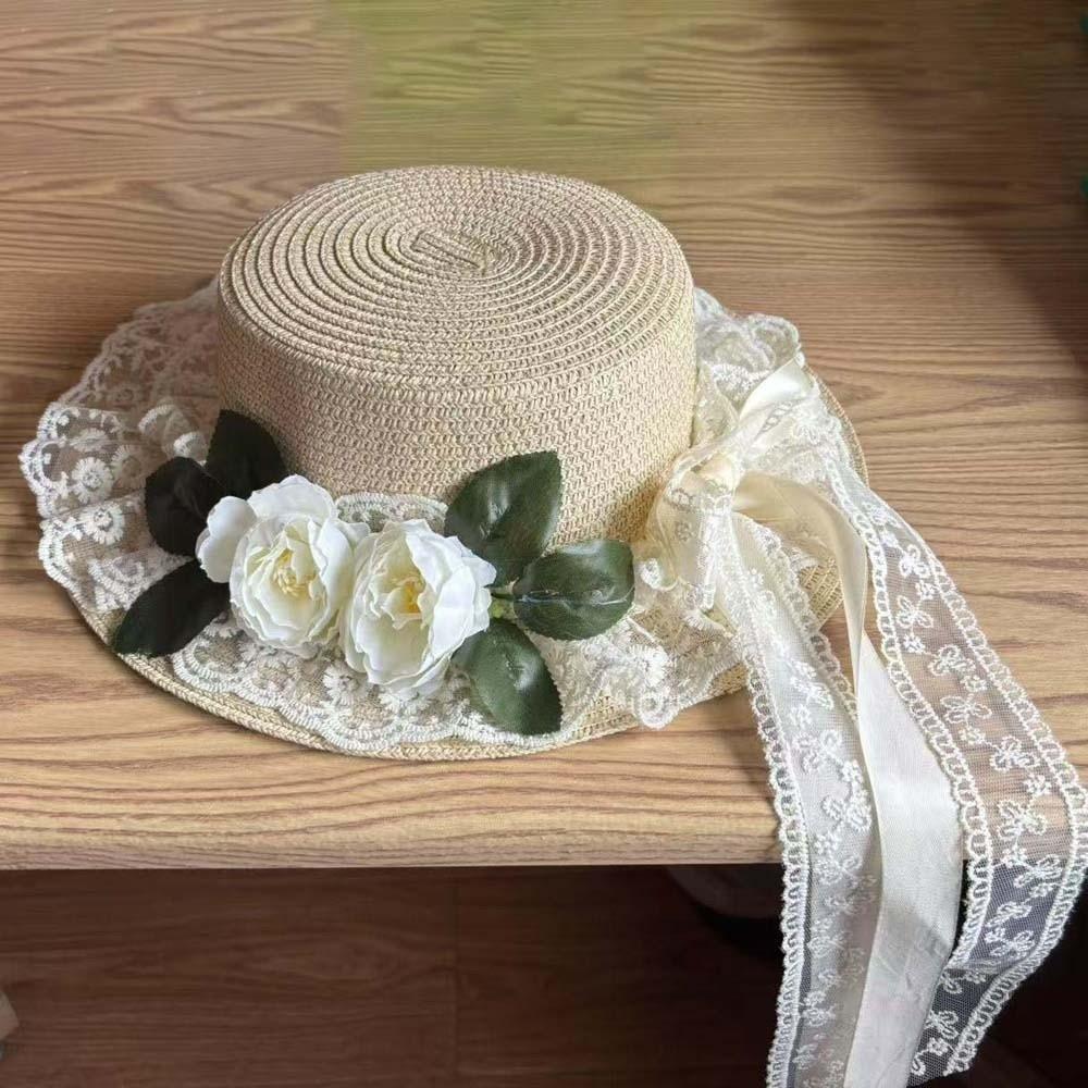 

Breathable Vacation Beach Cap Big Brimmed Woven Sun Cap The Water-Sprinkling Festival бежевий