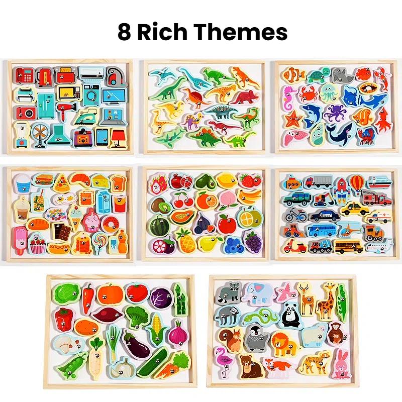 Montessori Tre Magnetisk Fiskespillsett 2 i 1 Tegnebrett Tre Perlespill Barn Finmotorikk Pedagogisk Puslespill Leker