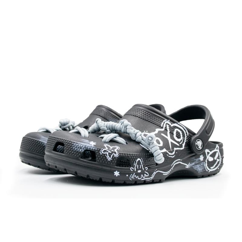 Crocs Classic clog Graffiti Party EVA Personality Street Hole Shoes Unisex Black