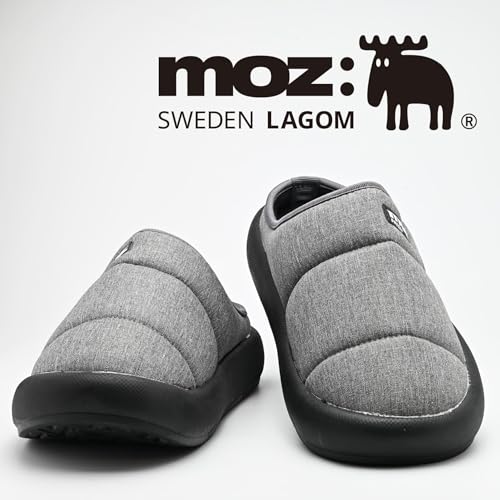 Mozu Men's Warm Slide Sandals, Brushed Fleece, Cold Weather Sandals, Clogs, Lightweight, Thick Sole, Suitable for Indoor and Outdoor Use, Gray, Size S