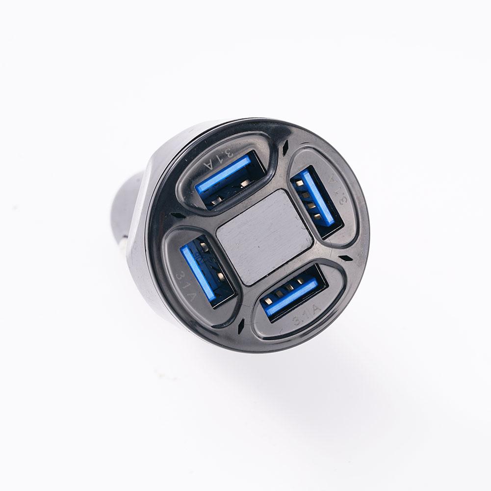 3.1A Car Charger Cigarette Lighter Adapter 4 Port USB A USB C Fast Charging Phone Charger LED Display