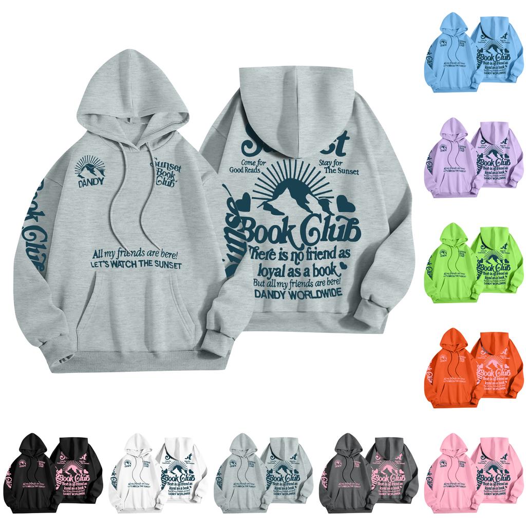 Children's Casual Fashion Letter Print Long-sleeved Drawstring Hooded Sweatshirt