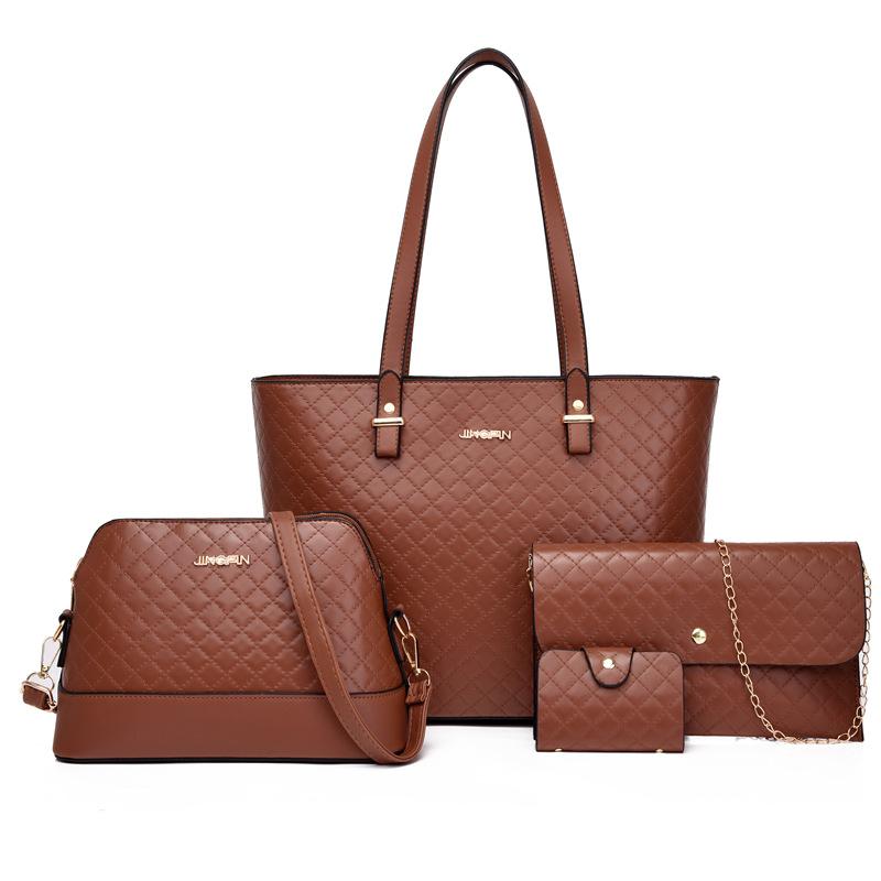 Women's bag new fashionable retro child and mother bag diagonal span portable shoulder large capacity four-piece bag