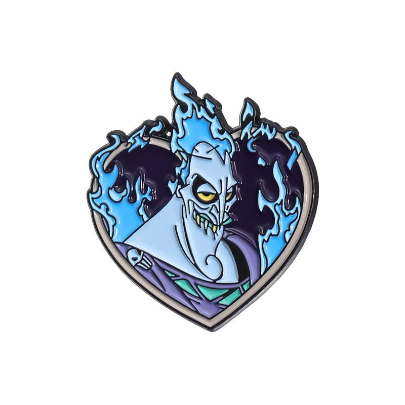 

Выразительная брошь в форме сердца с мультяшным персонажем синего пламени для модных акцентов в наряде