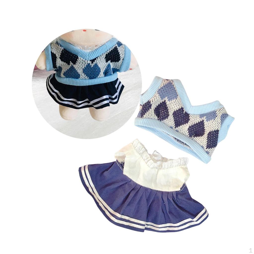 2 Pieces 20cm Doll Clothes Set JK Dress Outifit Adorable Cute Suit for Pendant