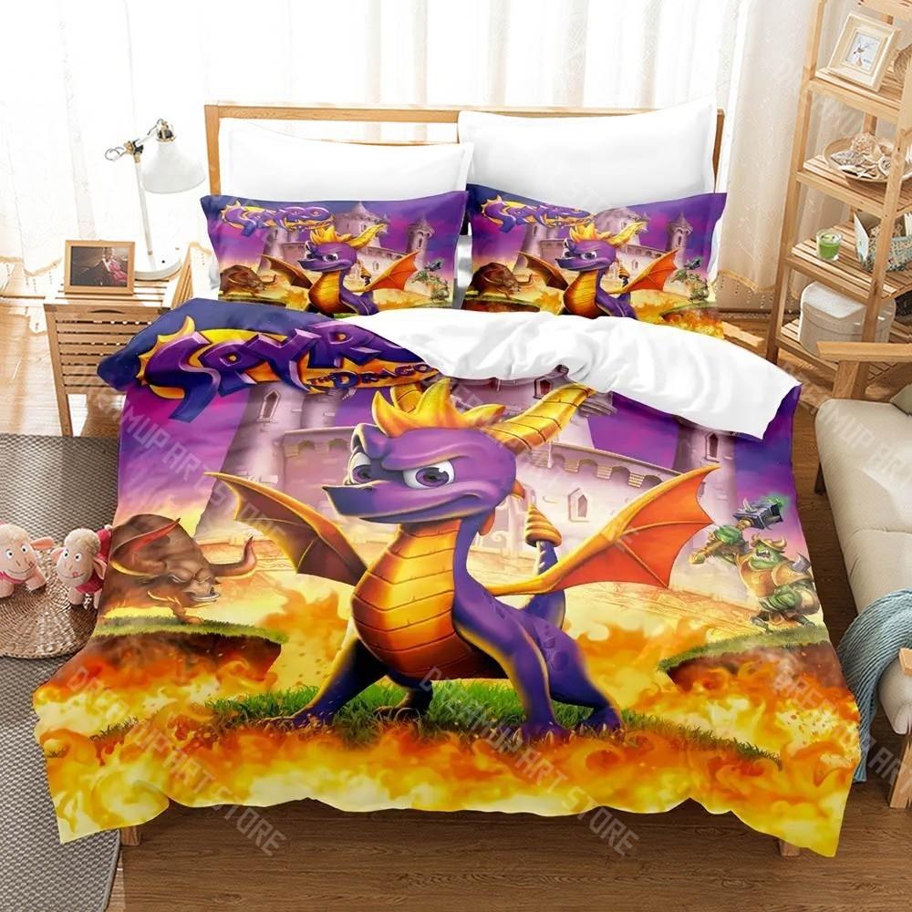 3D Printed Spyro Reignited Trilogy Spyro Dragon Bedding Set for Boys Girls Duvet Cover Twin Queen King Full Single Double Sizes