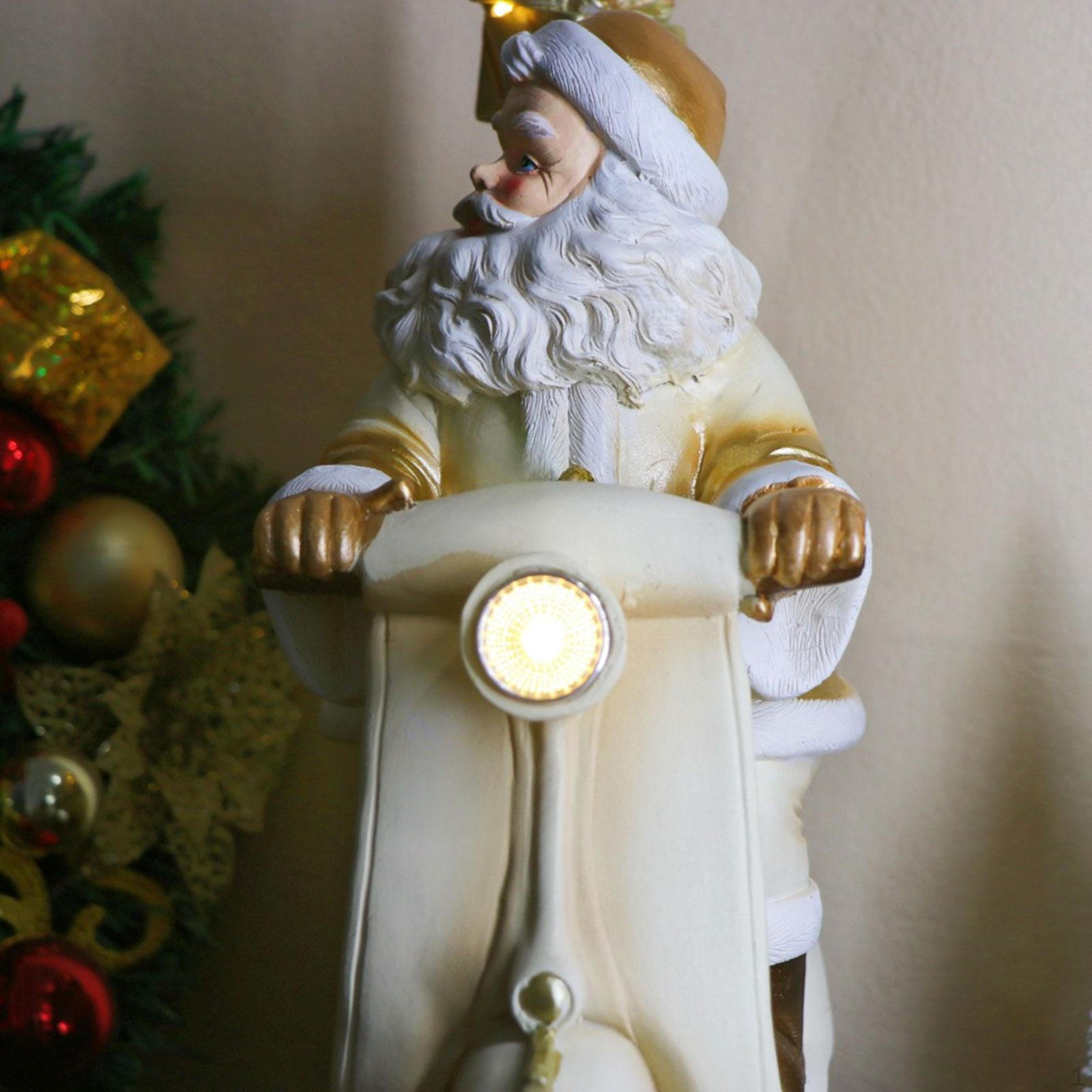 

Santa Driving Motorcycle Statue Christmas Decoration Centerpiece Craft Gift Tabletop Ornament for
