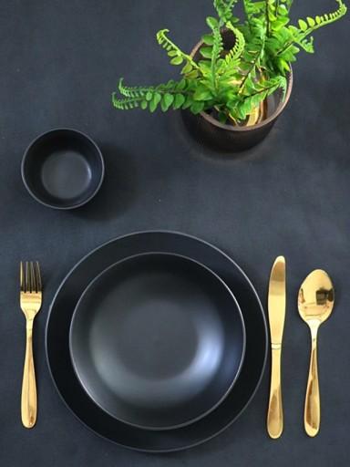 DESSERT PLATE, BREAKFAST, DINNER, 20 cm, FLAT, BLACK CERAMIC