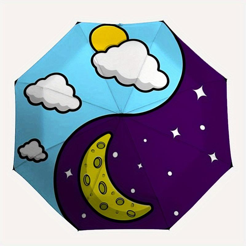 

1pc Day Night Yin Yang Folding Umbrella , 8 Ribs Casual Durable Lightweight Portable Travelling Umbrella For Men & Women yy250728088