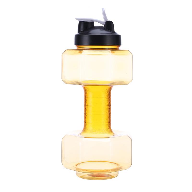 Fitness Dumbbell Shaped Water Bottle, Fillable Plastic Weight Training Dumbbell Cup, Large Capacity Outdoor Sports Drinking Flask