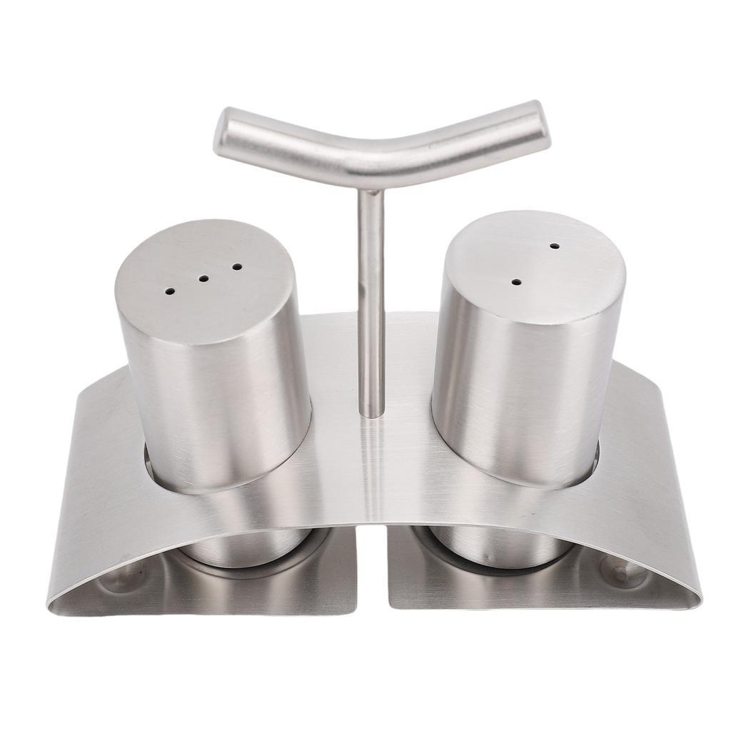 2PCS Kitchen Seasoning Jars 304 Stainless Steel Seasoning Container Condiment Bottle with Rack for
