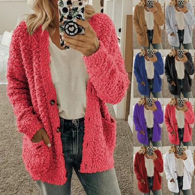 Frauen Herbst Winter Plüsch Sweatshirt Mode Lässig Plüsch Strickjacke Damen Lose Pullover Tops Plus Größe