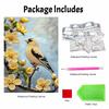 Rahmenloses DIY Perlenmalerei-Set Gelber Vogel Blumenmuster Kreatives Entspannendes Bastel-Leinwand Heimdekoration Erwachsenen-Geschenk