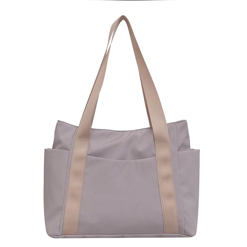 2023 Women's Japanese Solid Color Tote & Shoulder Canvas Handbag - Casual, Simple Mommy Outing Bag
