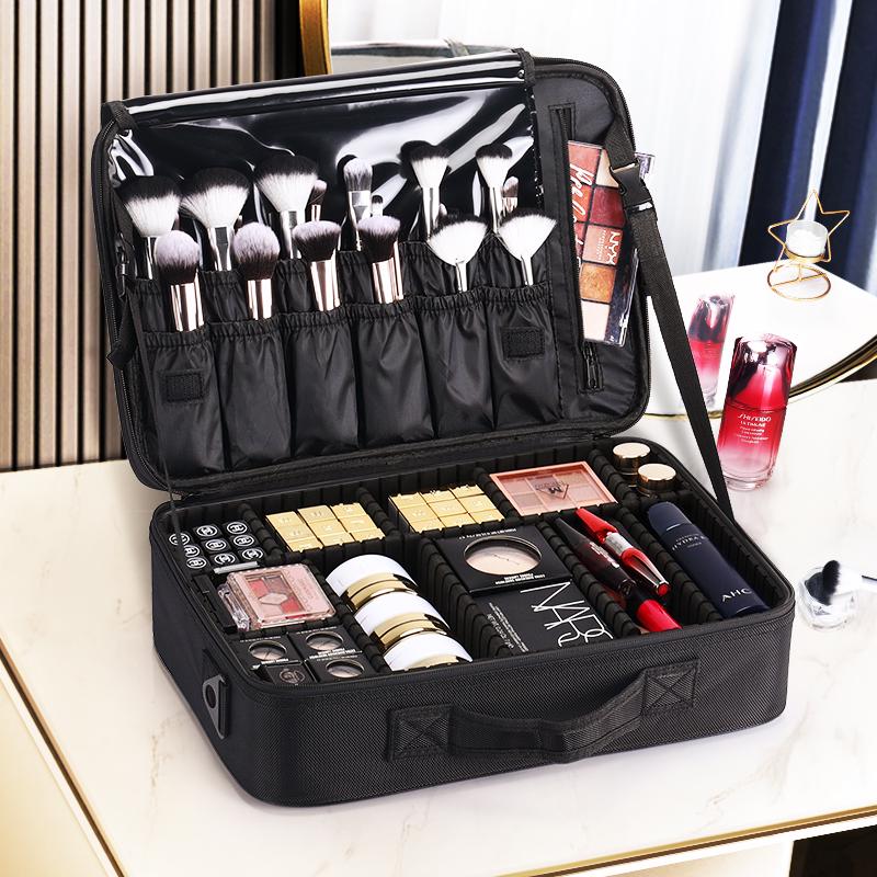 Cross-Border Large-Capacity Double-Layer Makeup Artist Bag with Partitions