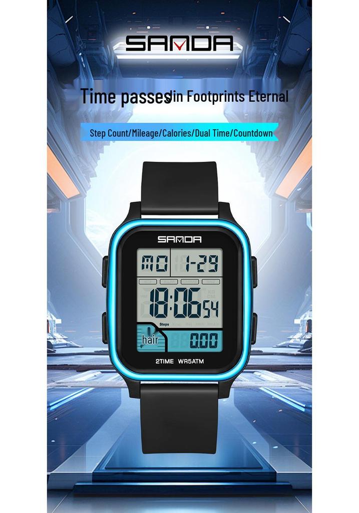 SANDA Trend Multifunctional Sports Watch for Students - Calorie Counter & Dual Alarms