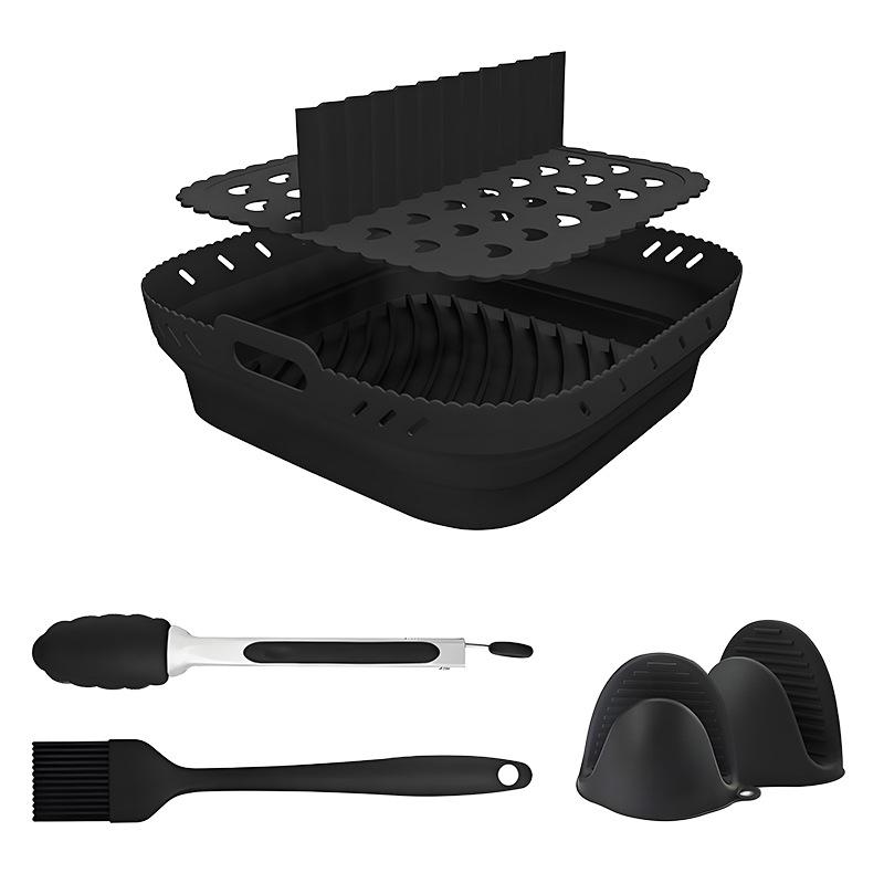 Rectangular 10.4L 5.2L Air Fryer Silicone Tray Set Square 8.5 Inch Non Stick Baking Mat Reusable Kitchen Bakeware Accessory