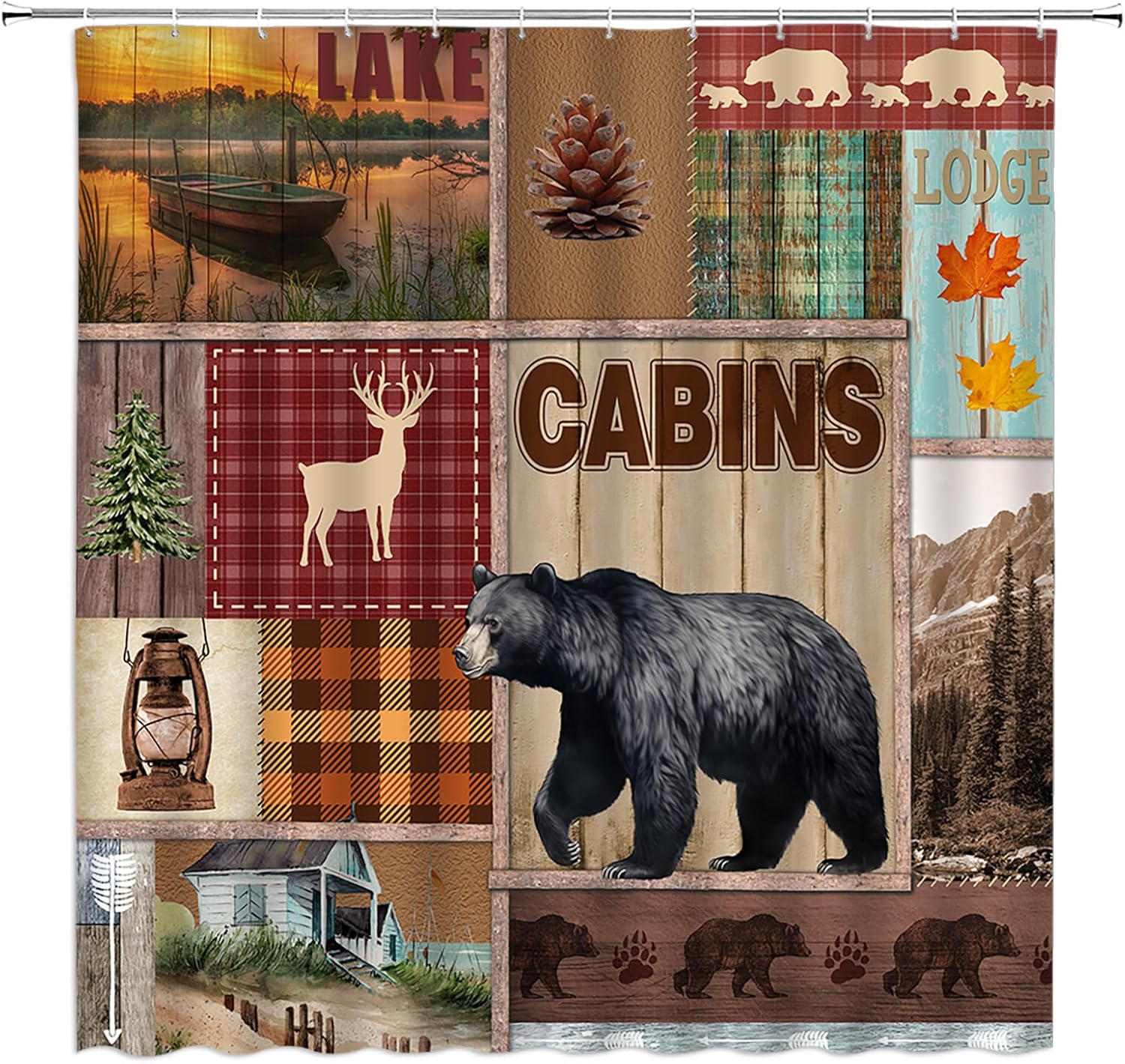 Rustic Farmhouse Shower Curtain Live Laugh Love Primitive Black White Buffalo Check Plaid Texas Rusty Vintage Country Western W60H190(CM)-1 Pcs