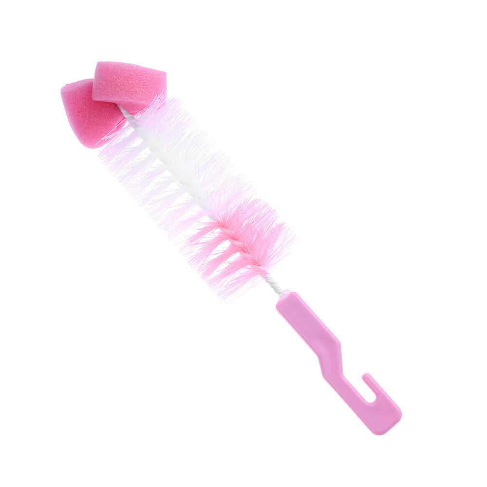 2PCS Head Washing Spout Cup Clean Sponge Bottle Brush Rotating Baby Nipple