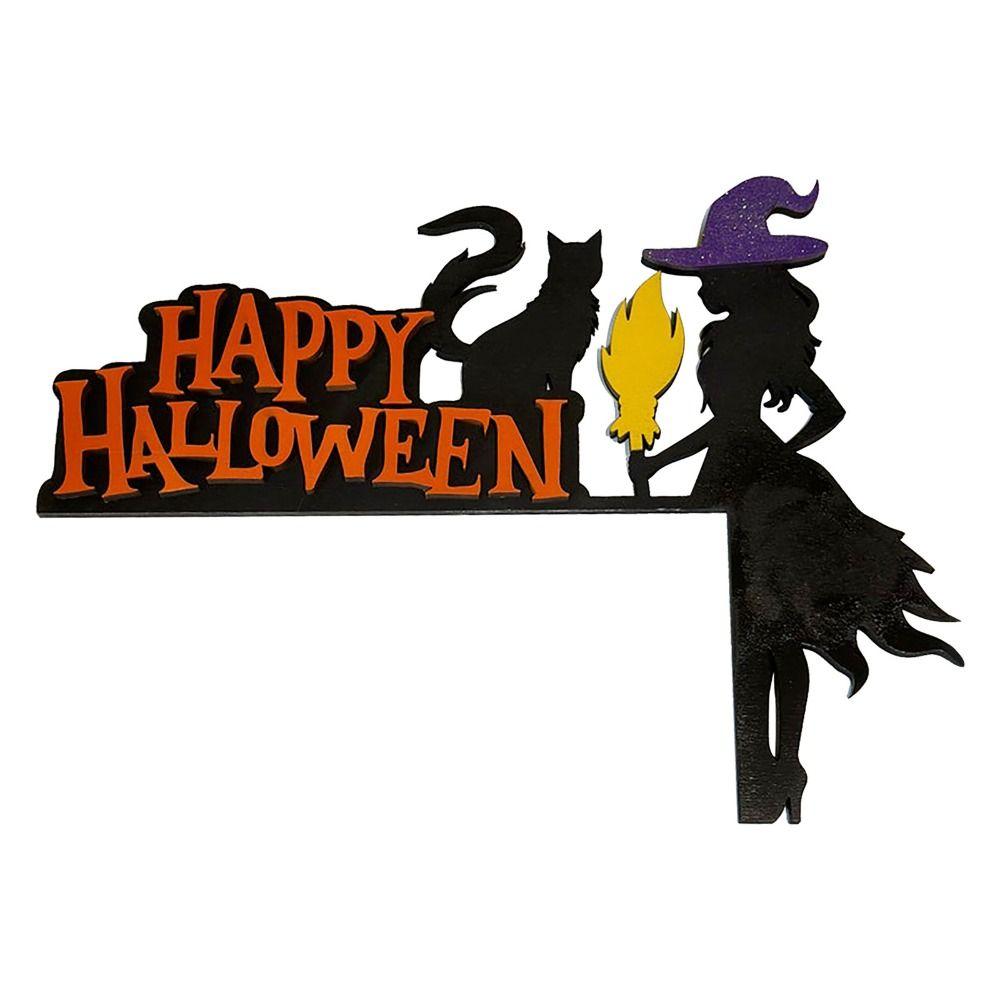 Pumpkin Ghost Witch Halloween Door Corner Sign Wooden Ghost Festival Door Stickers  Home Decor