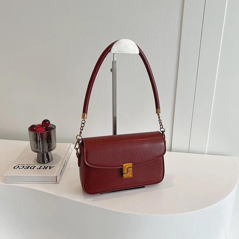 Soft Zipper Shoulder Bag for Women Interior Slot Pocket Pocket with Flap Hasp High Quality Fashionable