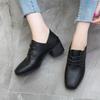 Coarse heel British style small leather shoes women's 2025 autumn new square head retro college style lace-up student medium heel single shoes
