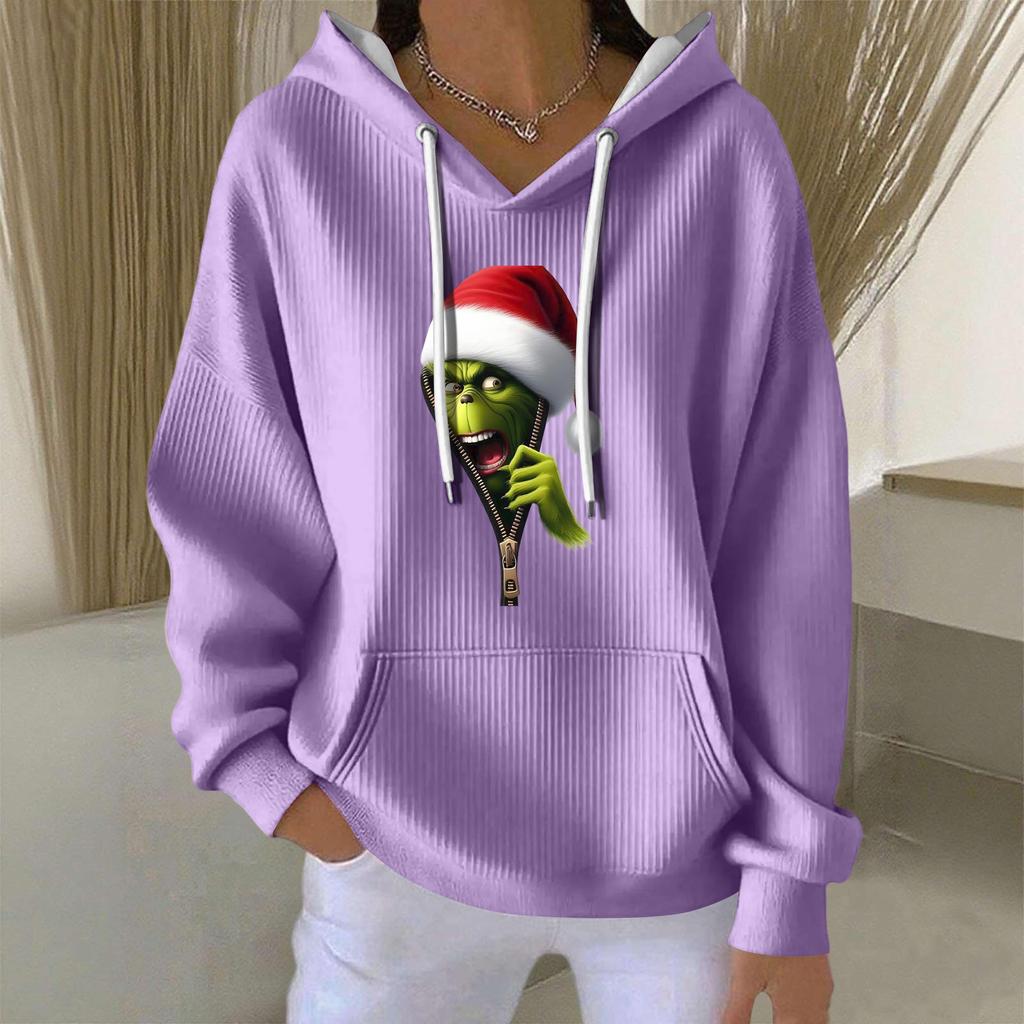 Women's Fashion Casual Christmas Angel Print Pullover Long-Sleeve Sweatshirt