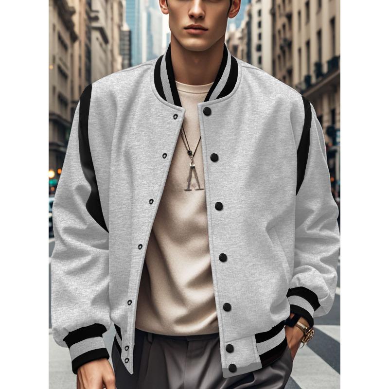 

Популярный повседневный модный тренд Кардиган с застежкой, бейсбольная куртка XXXL светло-серый