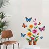 Self-adhesive Creative Colorful Butterflies Flowers Potted Plant Wall Stickers for Living Room TV Bedroom Headboard Home Decor