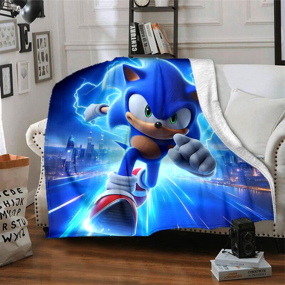 1 st Sonic The Hedgehog filt Lätt Flanellpläd för Soffa Säng Resa Camping Vardagsrum Kontor Soffa Stol