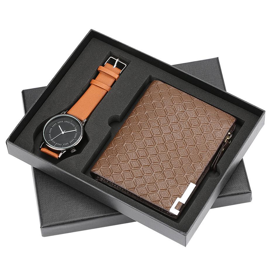 Men's Gift Set: Versatile Quartz Watch & Business Wallet with Various Styles