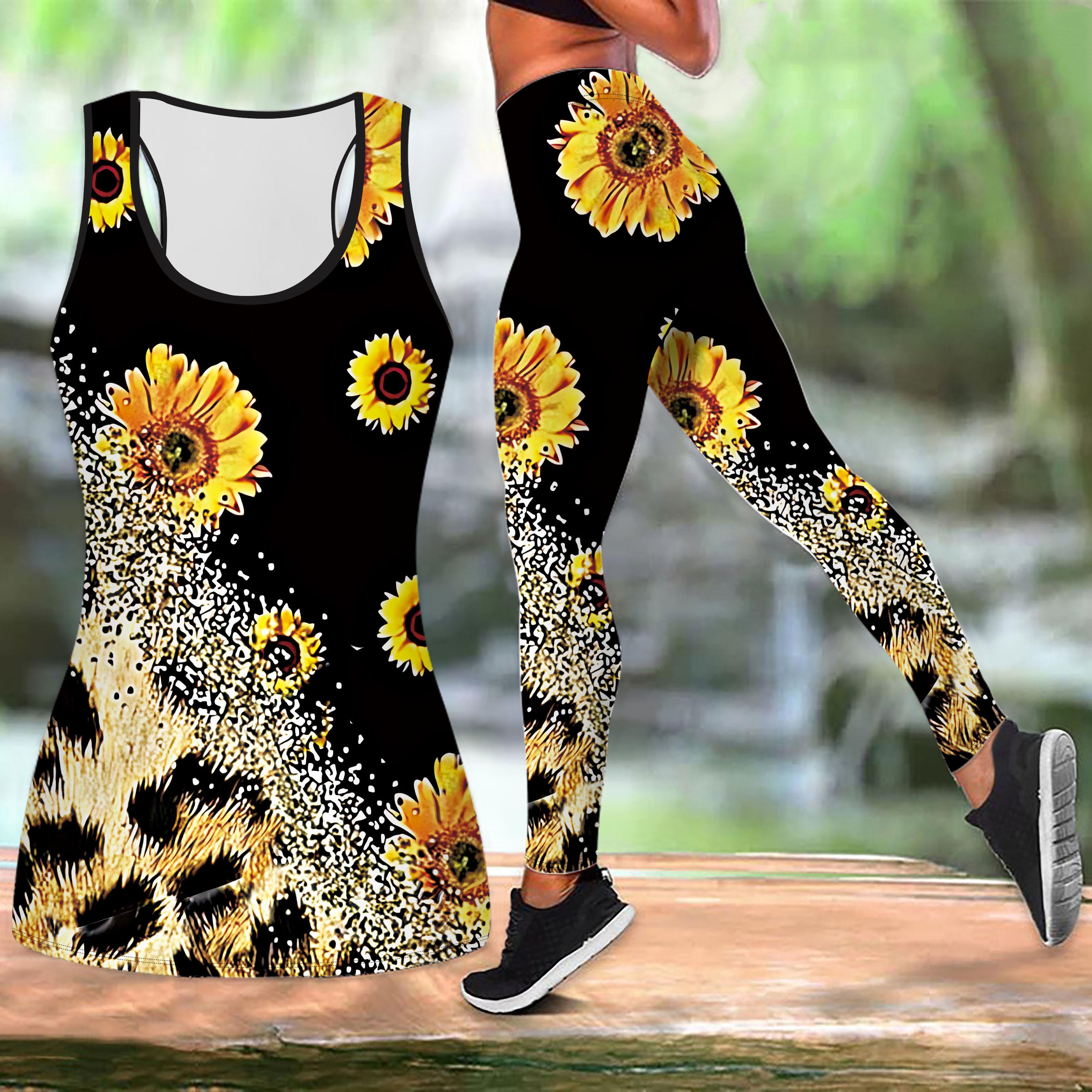 

Леопардовый принт и цветочный принт йога костюм для женщин модные леггинсы для тренировок фитнес спортивный повседневный комплект для йоги спортивный костюм 8XL жёлтый