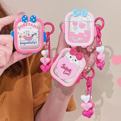 Lovely Pink Cake Heart Flower Case for Apple Airpods Pro 2 3 1 Wireless Earphone Charging Box Protection Cover with Love Pendant