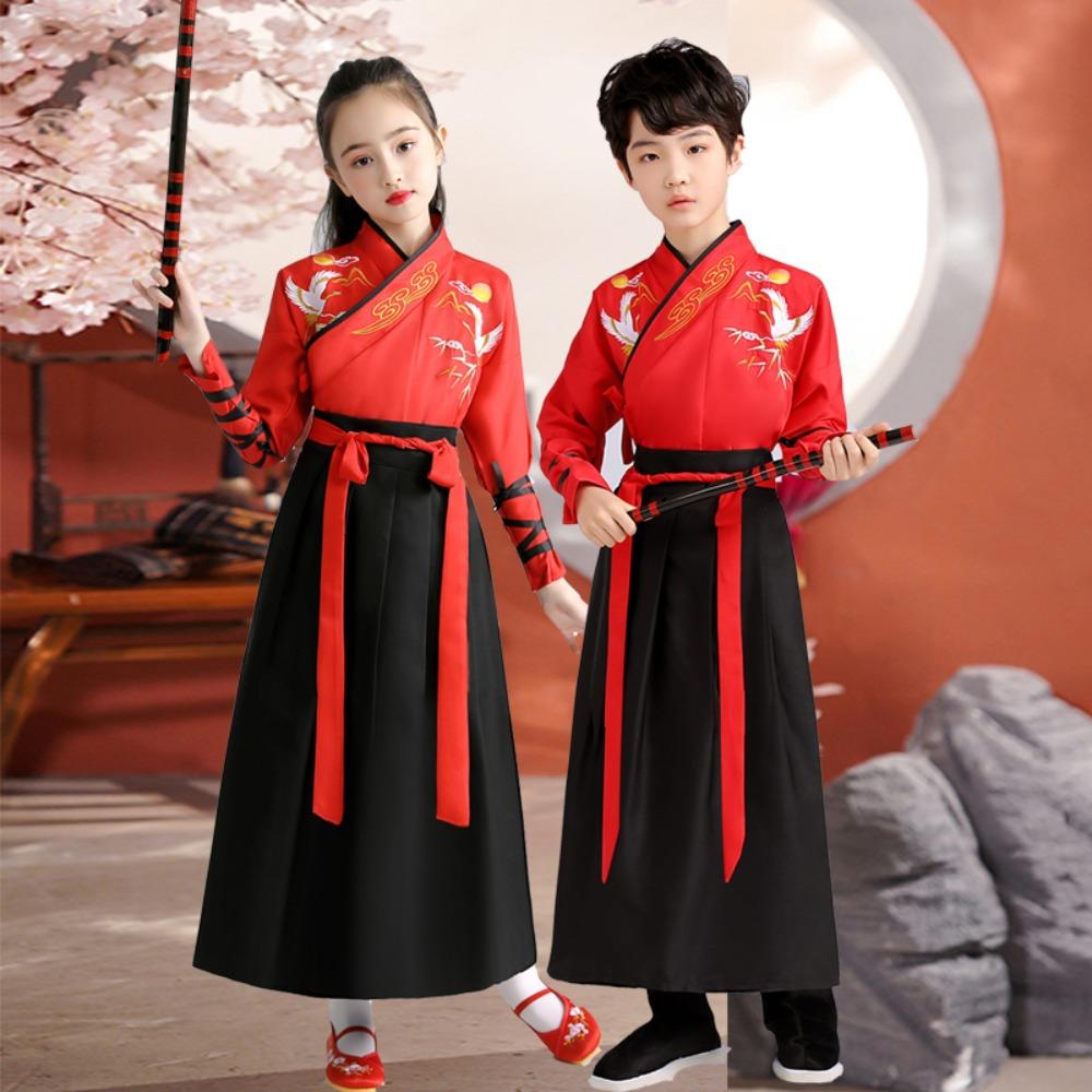 Dance Wear Cosplay Costumes Kung Fu Party Children's Clothing Ethnic Style Vintage Kids Clothes Girls Dress Boy Hanfu Stage