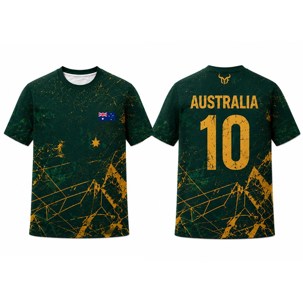 2026 New Australia Flag Print Jersey Kangaroo Graphic Fashion Street Casual Tops Men's Outdoor Soccer Training Quick Dry T-shirt