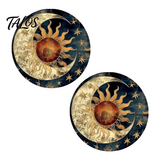 Talos 2PCS Car Coasters, Decorative Silicone Non-Slip Auto Accessories, Reusable Stain-Resistant Thermal Pads, for Home Bar Kitchen